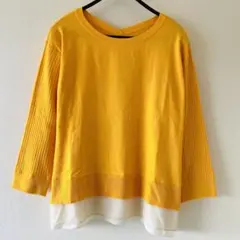 【新品】Pastelma’am　裾ドッキングニット　長袖　Uネック　イエロー　Fのサムネイル