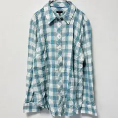 タルボット⭐️格子シャツ レギュラーカラー長袖 M 白青桃緑 綿レーヨン 春夏のサムネイル