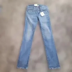 新品moussy パウダーストレッチデニム スキニーデニム 24 Lブルー