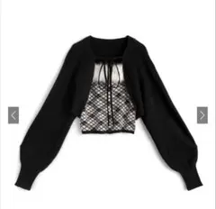 GRL アーガイル柄ファーキャミソール×ボレロニット アンサンブル an1840