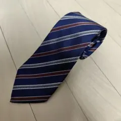 Aquascutum イタリア製 シルク ネクタイ ネイビー ストライプ 就活