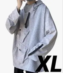 新品 定価4899円 ハイネック フーディー XL グレー ストリート パーカー