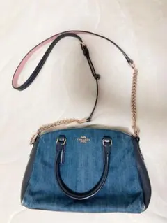 COACH コーチ　レザー×デニム　ショルダーバッグ　ハンドバッグ
