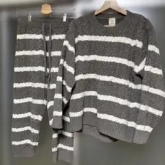 gelato pique ボーダーアランプルオーバー ルームウェアセット　グレー