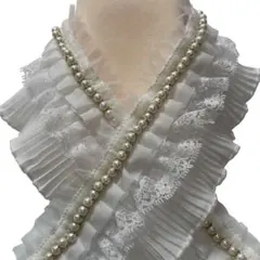 3way 重ね衿　伊達襟　飾り襟　パール　フリル　プリーツ　ホワイト　和装小物