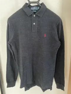 Ralph ダークグレー 長袖ポロシャツ ポニー刺繍　霜降り　customfit