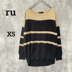 ru ストライプニットセーター 長袖 ブラック/ベージュ レディース　XS秋冬