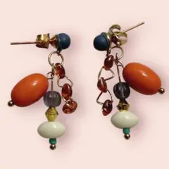 ピアス　レトロポップ　ヴィンテージ　ビーズ　アクセサリー　エスニック　古着