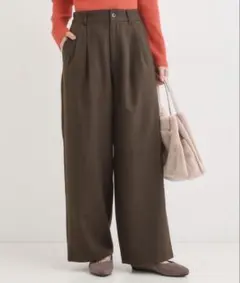 チェック柄タックワイドパンツ