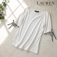 LAUREN RALPH LAUREN リボン袖 半袖カットソー S 白のサムネイル