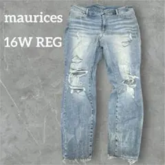 一点物✨maurices ハイライズ デニム 16W REG ダメージ加工