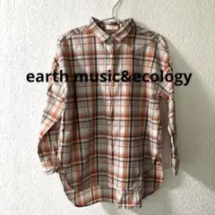 earth music&ecology チェック柄 ネルシャツ オレンジ系のサムネイル