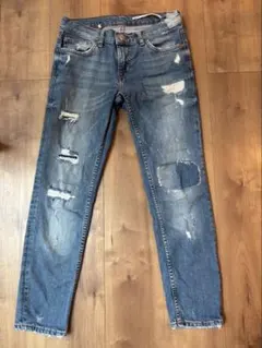 ZARA 　クラッシュスリムボーイフレンドデニム　34