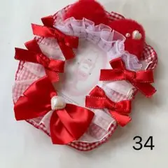 34 トレカケース 赤 レースデコ ねこみみ リボン