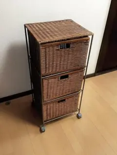【収納ボックス】 ラタン アジアンテイスト 3段