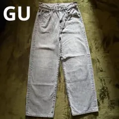 【美品】GU ジーユー バギージーンズ M グレー ワイド デニム パンツ