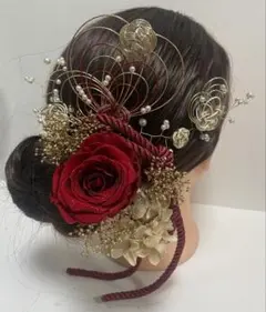 833.水引髪飾り　成人式髪飾り　卒業式髪飾り　プリザーブドフラワー