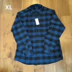 UNIQLO ブランネルシャツ チェック ブルー XL メンズ
