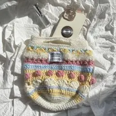 かぎ針編み ミニバッグ マチ付き ハンドメイド カラフル 個性的 バッグ