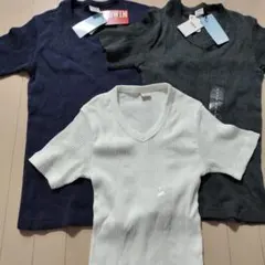 EDWIN リブ編み Vネック Tシャツ Sサイズ 3色セット