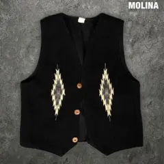 MOLINA チマヨ ネイティブ柄 ベスト モリーナ 黒 Mのサムネイル