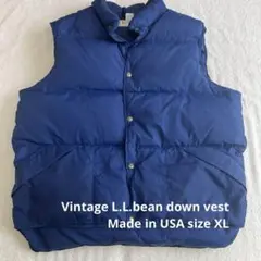 ヴィンテージ筆記体L.L.Bean 70s グースダウンベストネイビー S 70s 70年代 エルエルビーン 青 ブルー| ビンテージ古着屋Feeet