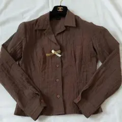 ♥素敵・綺麗♥　GUESS　長袖ブラウス　シャツ シースルー　ブラウンのサムネイル