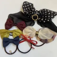 多色リボンヘアゴム6個セット