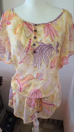 【アレンジ可能】花柄 半袖チュニック