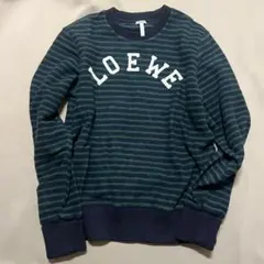 ⭐️現行品⭐️ロエベ ボーダー ロゴ刺繍 スウェット ネイビー×グリーン Sのサムネイル
