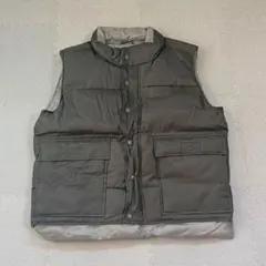 Vintage キルティングカジュアル 中綿入りダウンベスト Mサイズ グレー