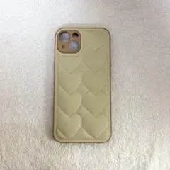 【iPhone13】ケース キルティング ハート ベージュ