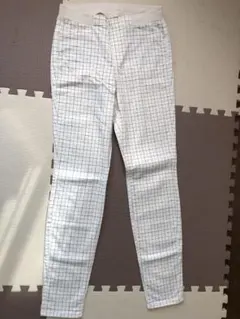 UNIQLO ヒートテック　レギンスパンツ　裏起毛 ホワイト チェック柄 M