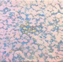 絵画 846 油絵/抽象画風/自然のパターン/青/ピンク/S8号