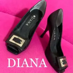 DIANA ダイアナ ブラック パンプス】オープントゥ