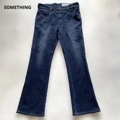 SOMETHING ダークブルー フレアパンツ