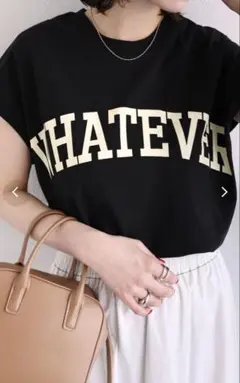 and Me アンドミー フレンチスリーブロゴプリントTシャツ ブラック Mのサムネイル