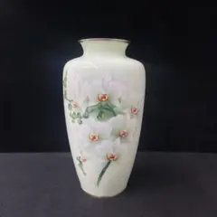 七宝焼 黄緑釉 花文 花瓶 共箱 V A308A - メルカリ