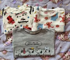 ベビー 長袖Tシャツ 80サイズ3枚セット トミカ エルモ スヌーピー