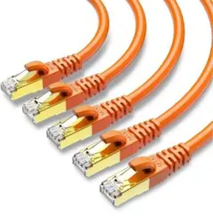 LANケーブル イーサネットケーブル 5フィート 5本パック オレンジシールド