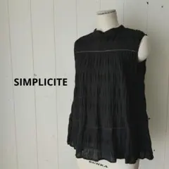 シンプリシテェ シアー レース ブラウス ノースリーブ ブラック