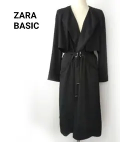 ZARA ／ジャケット コート ロング 黒 とろみ／ザラベーシック セールのサムネイル