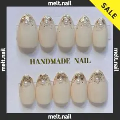 ネイルチップ　現品　10本セット　量産型　フレンチガーリー　ワンホン　韓国ネイル