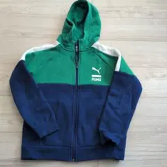 PUMA　男の子パーカー 　裏起毛 140サイズ 　緑/青