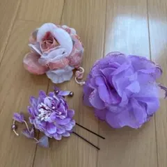 花モチーフ 髪飾り 3点セット
