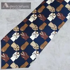【ほぼ新品】 Aquascutum ヴィンテージ ネクタイ　ネイビー　コート　柄