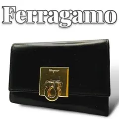 Ferragamo レザー ブラック ガンチーニ キーケース 6566