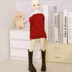 1/3 BJD ドール 球体関節人形 アウトフィット お洋服 ニット レッド 赤