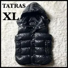 상태좋음 ・希少XL タトラス ダウンベスト シャイニー ワッペン刺繍ロゴ 블랙