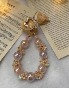 【母の日のプレゼント】 フラワーストラップ バッグチャーム　ソフトワイヤー使用